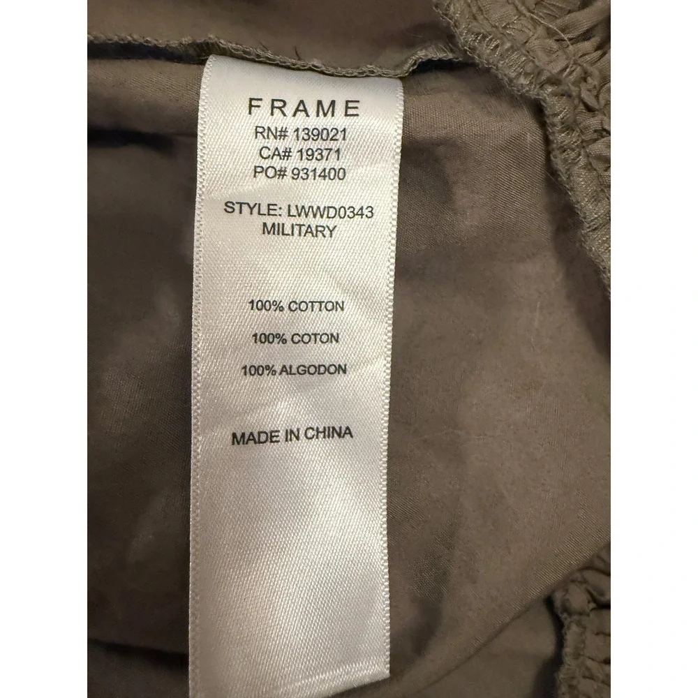 FRAME Tiered Maxi Dress Women Small Olive Green Asymmetrical Ruffle Poplin